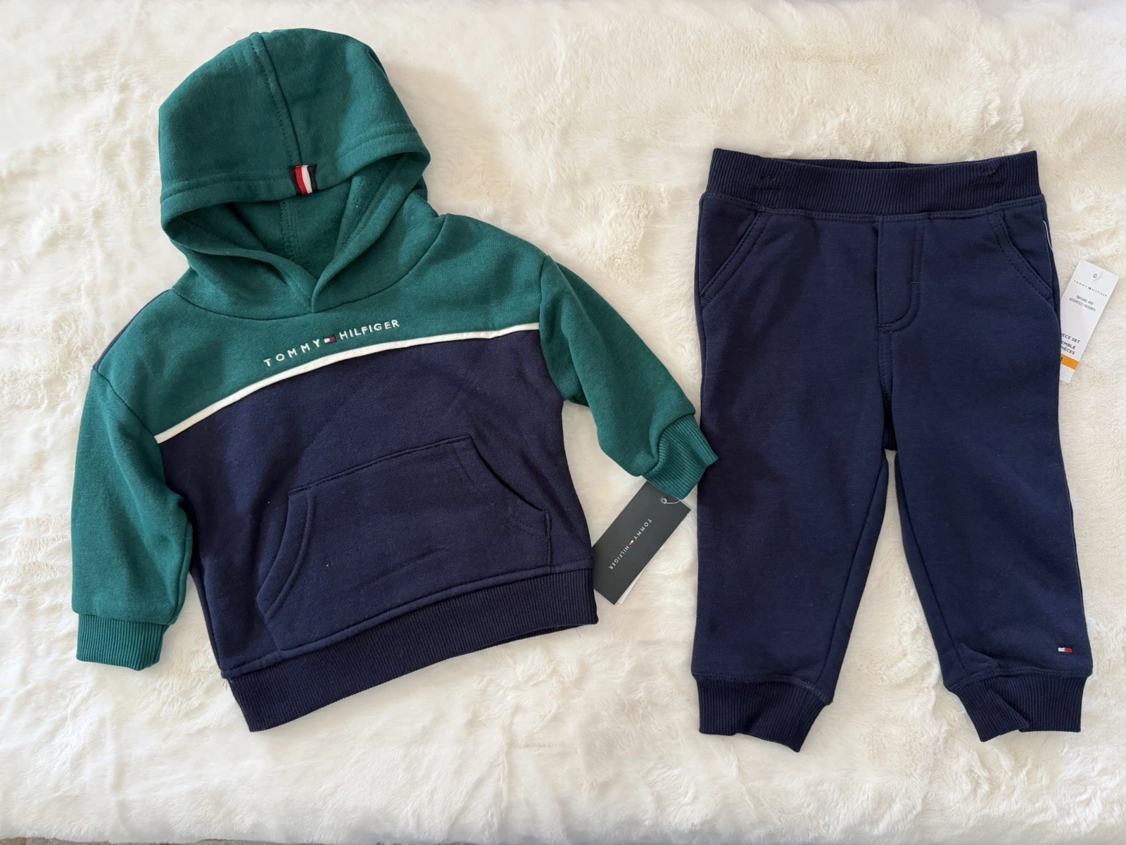 TOMMY HILFIGER Baby Boy's Fleece Hoodie and Joggers Outfit, 2-Piece Set