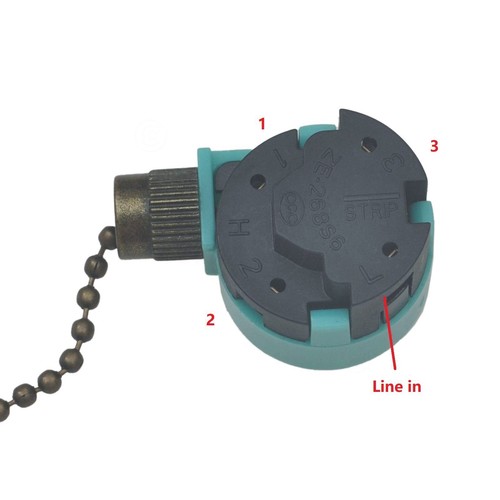 Ceiling Fan Light Pull Rope Switch Speed Controller 3 Speed 4 Wire Chain Switch - Picture 2 of 6