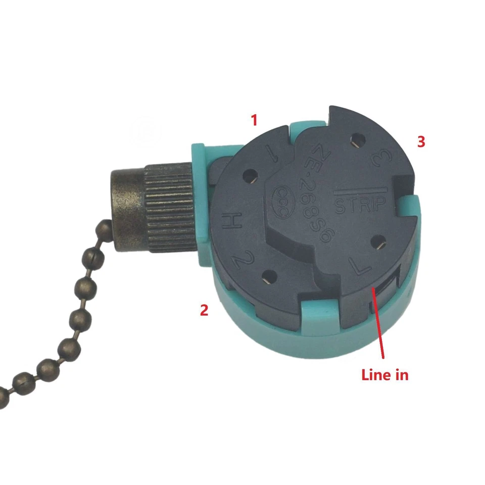 Ceiling Fan Light Pull Rope Switch Speed Controller 3 Speed 4 Wire Chain Switch - Image 2 of 4