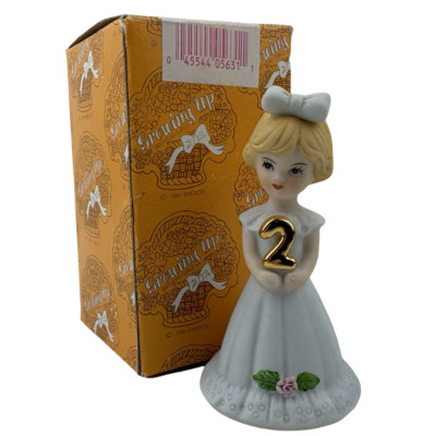 Enesco Growing Up Figurine 2nd Birthday Girl Blonde Blue Dress E-2302 VTG 1981
