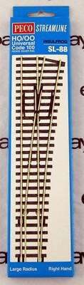 HO/OO Scale Code 100 Large Radius Right Hand Turnout w/Insulfrog - PECO #SL-88