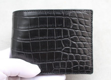 Full Crocodile Belly Black Real Skin Leather Men's Bifold Wallet Q32