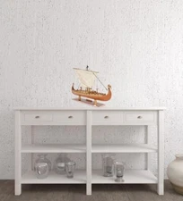 13 Wood Brown Drakkar Viking Hand Painted Boat