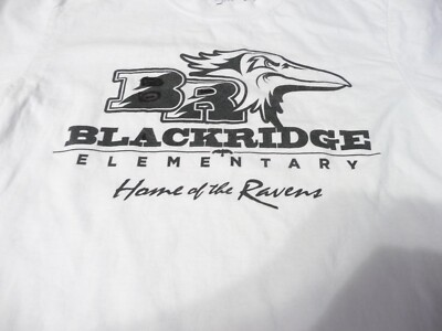 #ad #ad TWO BLACK RIDGE ELEMENTARY SHIRTS 1416 AND M WHITE AND GRAY $7.99