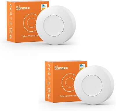 2PCS SONOFF Zigbee Wireless Switch,SNZB-01P, 2 Way Control via eWeLink APP Alexa
