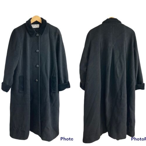 Vintage 80s Christian Dior Black Wool Long Coat O… - image 1