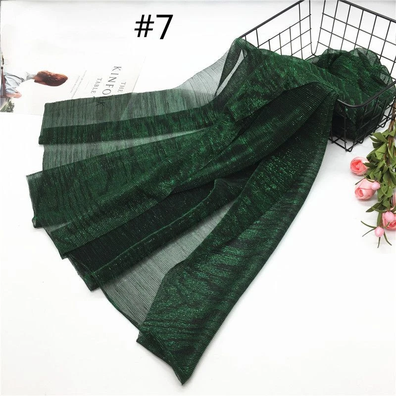 Bufanda Hiyab Poliéster Lúrex - Arrugas Mantón Largo Turbante Mujer Moda 75x180cm Foto 2 de 4