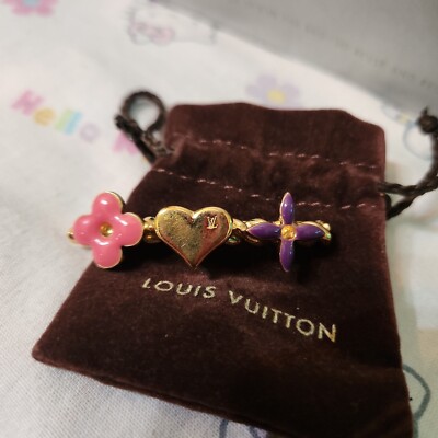 Rare Authentic LOUIS VUITTON Sweet Monogram Hair Clips Pair 