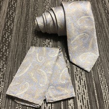 New laser Paisley Design 2.75" Inches Necktie and Pocket Square Hanky Set Ivory