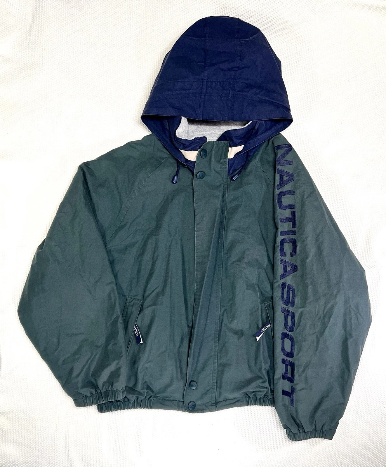 Vintage Nautica Sport Reversible Fleece Windbreaker Jacket Mens Large RN 67835
