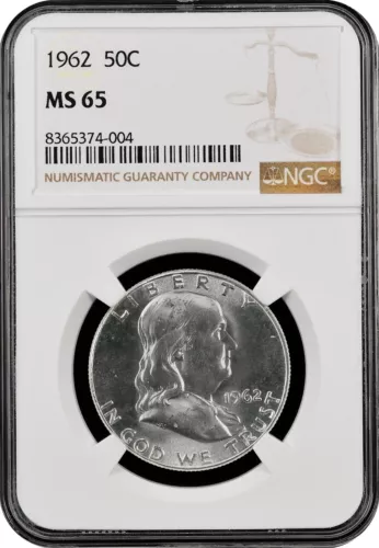 1962  FRANKLIN US Half Dollar,   MS65 by NGC,   a SUPERB looking coin!!!!