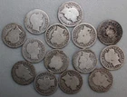 Silver Barber Dime Lot 14 Coins 1898-1916 as pictured No Duplicates Circ 10 Cent