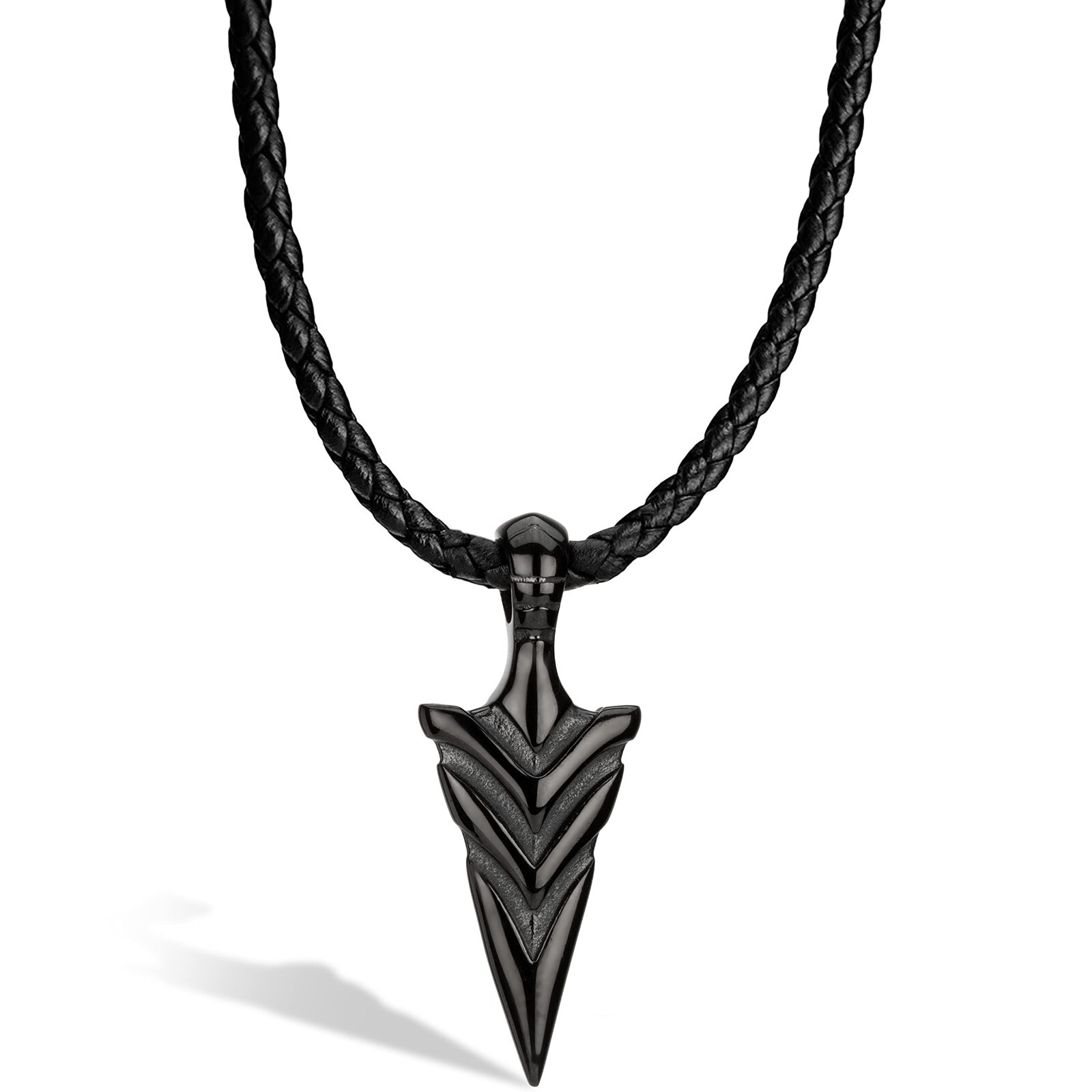SERASAR | Collar de Cuero para Hombre "Arrow" con Colgante de Acero Inoxidable