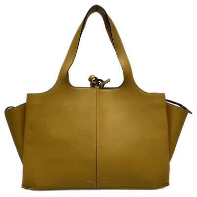 Auth CELINE Trifold Medium 178883AHL.02DE Dark yellow Leather - Tote Bag