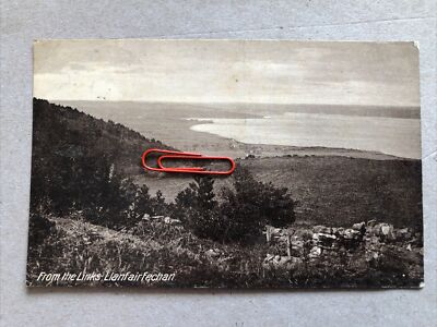 Von den Links Llanfairfechan erhöhte Landschaft Meerblick RPPC 1925
