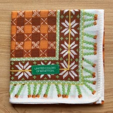 HANDKERCHIEF MEN'S VINTAGE JAPAN GEOMETRIC POCKET SQUARE COTTON 18" D194