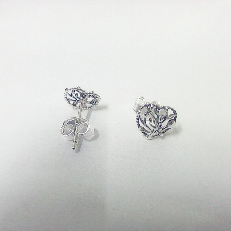 925 ALE Silver Charm Earrings Hallmarked Family Tree Heart Stud Pandora View 2