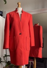 Karen Millen Italian Manteco Wool Notch Pop On Coat In Red Size Uk 12 Bnwt