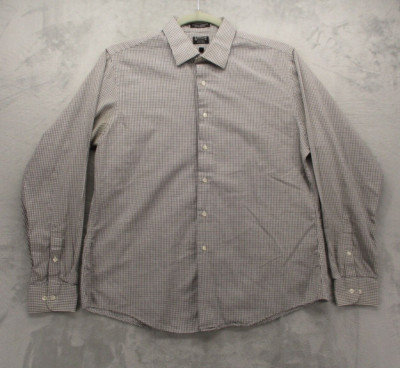 Arrow Button Up Shirt Mens X-Large White w/ Black Geometric Pattern Cotton Blend