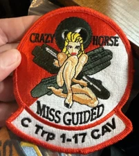 Crazy Horse Miss Guided C Trp 1-17 CAV Jacket Patch New Unused 3.5" X 4.25"