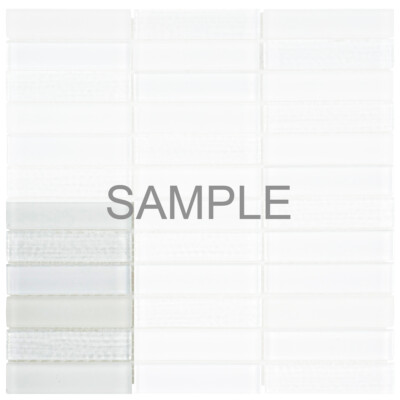 White Crystal Glass Mosaic Tile Texture Matte Blend Stacked Pattern Backsplash
