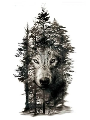 MARKENLOS Flash Disposable Temporary Adhesive Tattoo Wolf Forest Body Body Sticker Gift Party