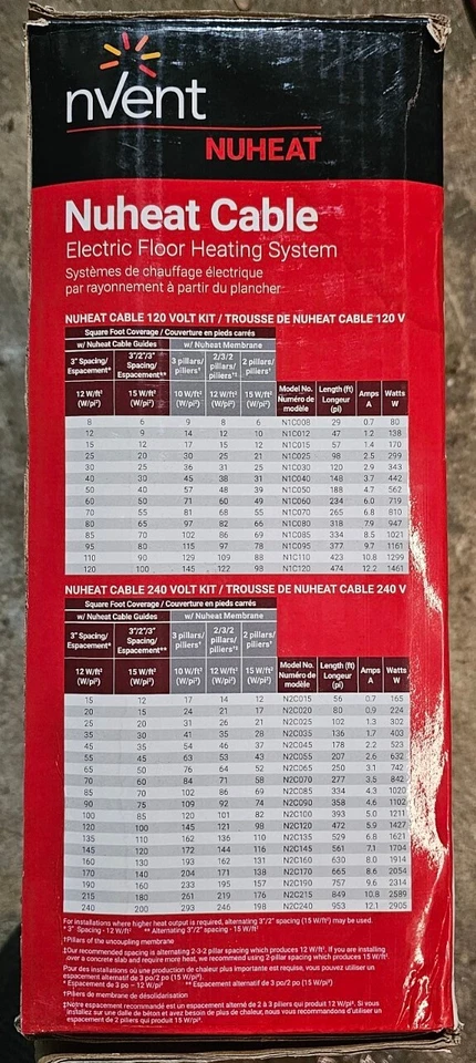 Sistema de cable Nuheat para calefacción en suelo radiante - 120v - 50 sq. ft. Foto 3 de 4