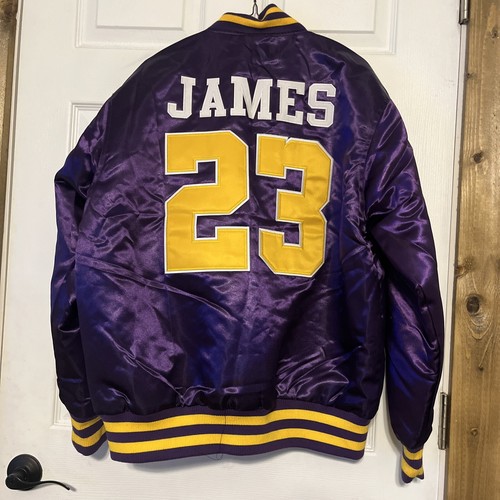 LeBron James Headgear Classics Crenshaw Satin Bomber Starter Jacket LARGE Lakers - Picture 3 of 3