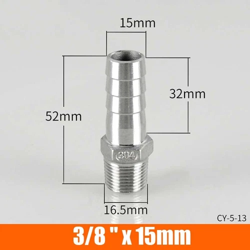 Stainless Male Thread Pipe Fitting x Barb Hose Tail Connector BSP 1/8" to 4" - Bild 22 von 86