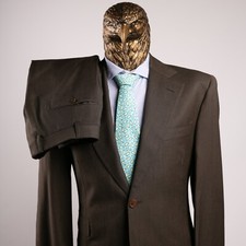 NWT $3350 PATRICK HELLMANN Wool and Silk Suit Gray-Brown 44US/54IT LONG