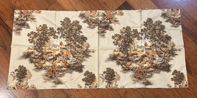 Vintage Fabric Game Birds Quail Landscape   22 x 46  2 Panels Material