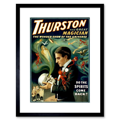 Theatre Thurston Great Magician Vintage Advert Spirits Framed Print 12x16 Inch