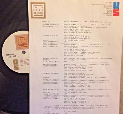 RADIO SHOW:TWIST TUNES 11/22/88 FULL SET w/INTERVIEW CHUBBY CHECKER; JOEY DEE