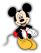 Mickey Mouse Cartoon Car Bumper Sticker Decal 4'' x 5''