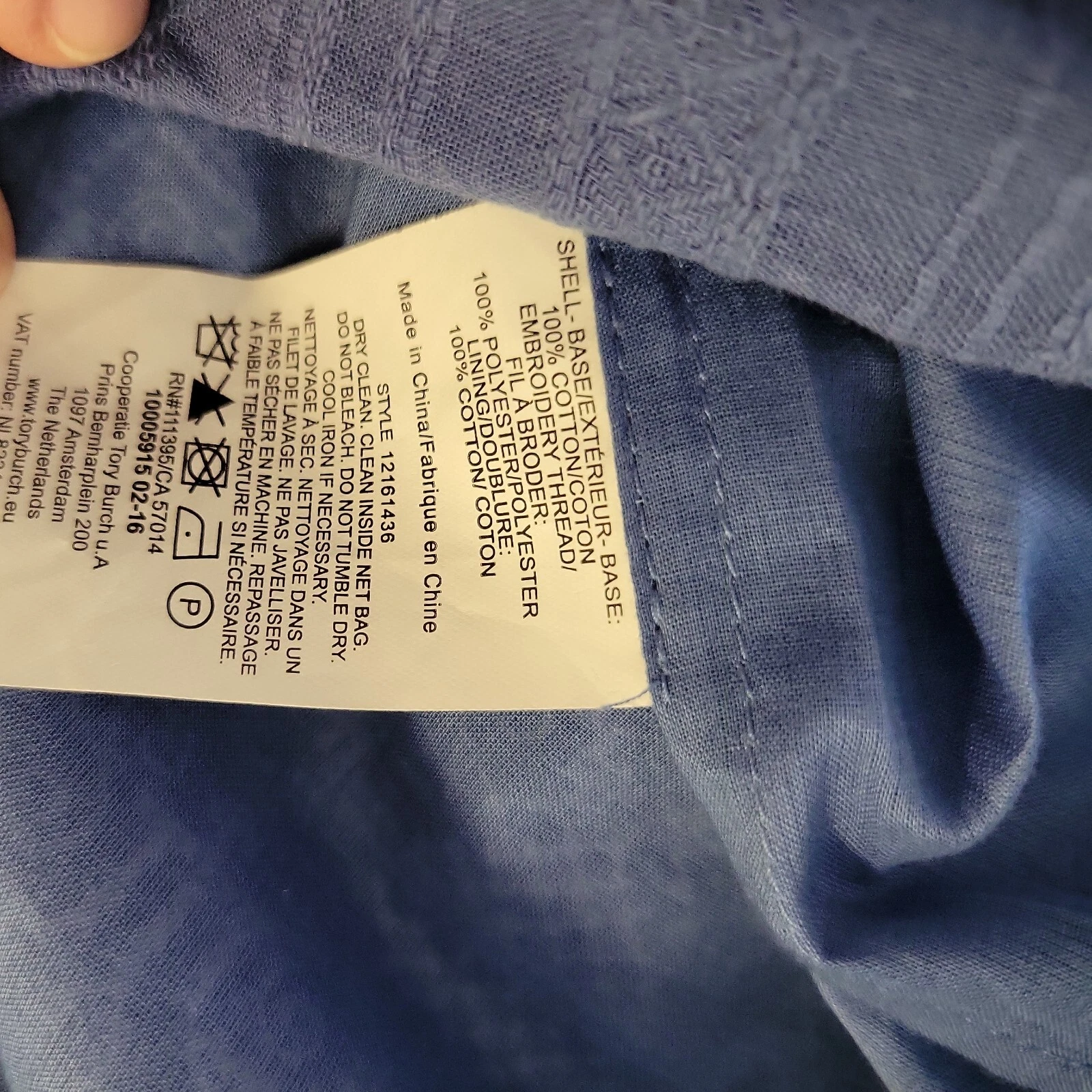 ABITO RICAMATO TORY BURCH BLU a spalla taglia S Petite