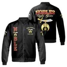 Personalized Mystic Shriner Noble Shriners Masonic Bomber Jacket S-5XL