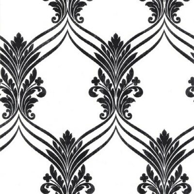 Black & White Large Dramatic Damask Pattern Wallpaper BK32050