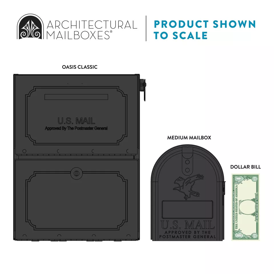 Extra Large Black Mailbox Weather Resistant Modern Design for Packages and Mail - Image 4 of 4