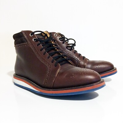 Thom Browne High Top Brogue Brown Leather Boots 7 Thom Browne High Top Brogue Chocolate Brown Leather Boots  main image 2