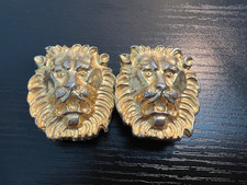 Vintage Paquette Gold Tone Lion Head Double Belt Buckle