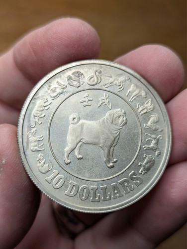 1982 Singapore 10 Dollar Year Of The Dog Brilliant Uncirculated Copper-Nickel Co - Picture 11 of 16