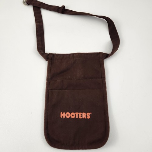 Hooters Waitress Server Apron Utility Pocket Waist Pouch Brown Orange Logo