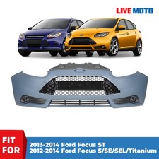 For 2013 2014 Ford Focus Front Bumper Cover Grille Assembly Kit W Fog Light St