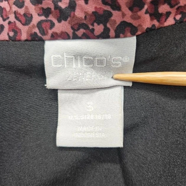 Chico's Women's Size Small Pink Black Leopard Print Zip-Up Jacket - Image 3 of 4