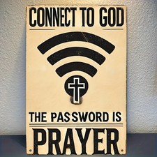 Distressed Prayer Password Religious Metal Sign Bedroom Living Room Decor