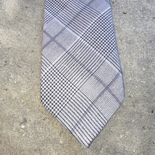 Ralph Lauren Black Label Houndstooth Silk Neck Tie Made in Italy Elegant 7 Fold
