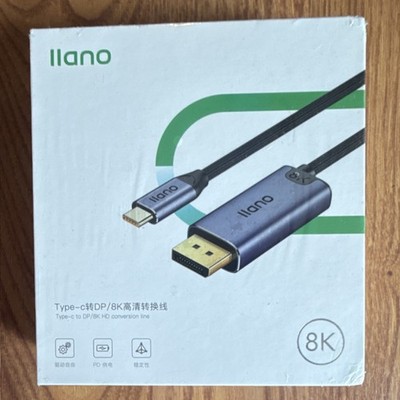 llano USB-C to DisplayPort 8K Adapter Converter Cable LCD0302B Black
