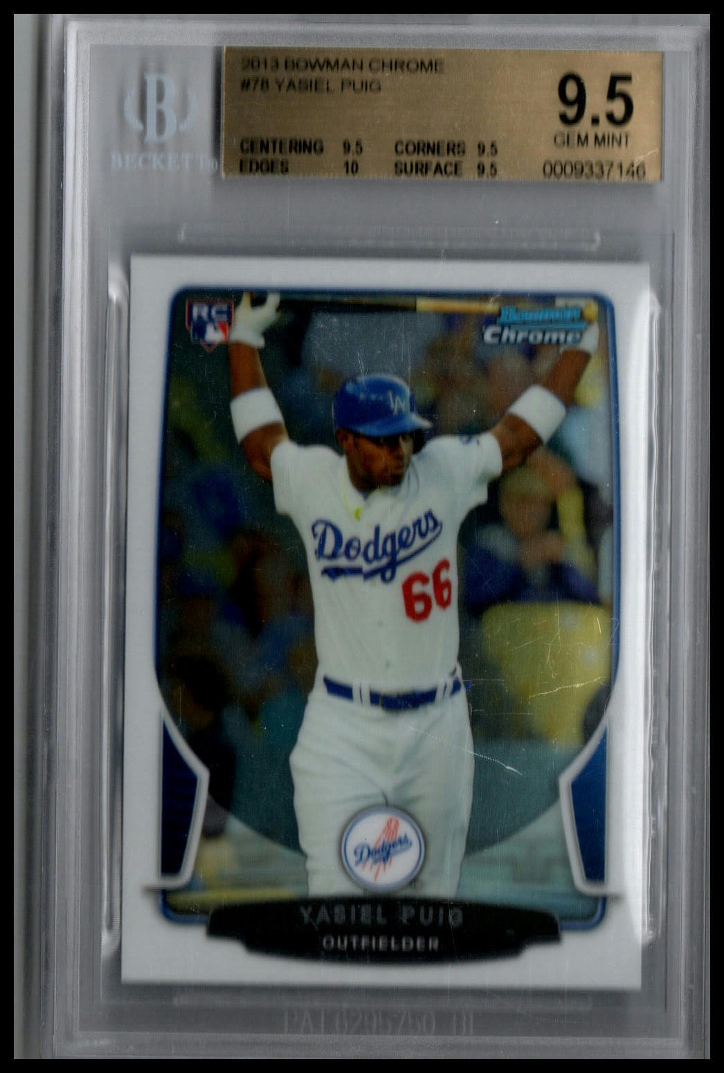 2013 Bowman Chrome #78 Yasiel Puig BGS 9.5
