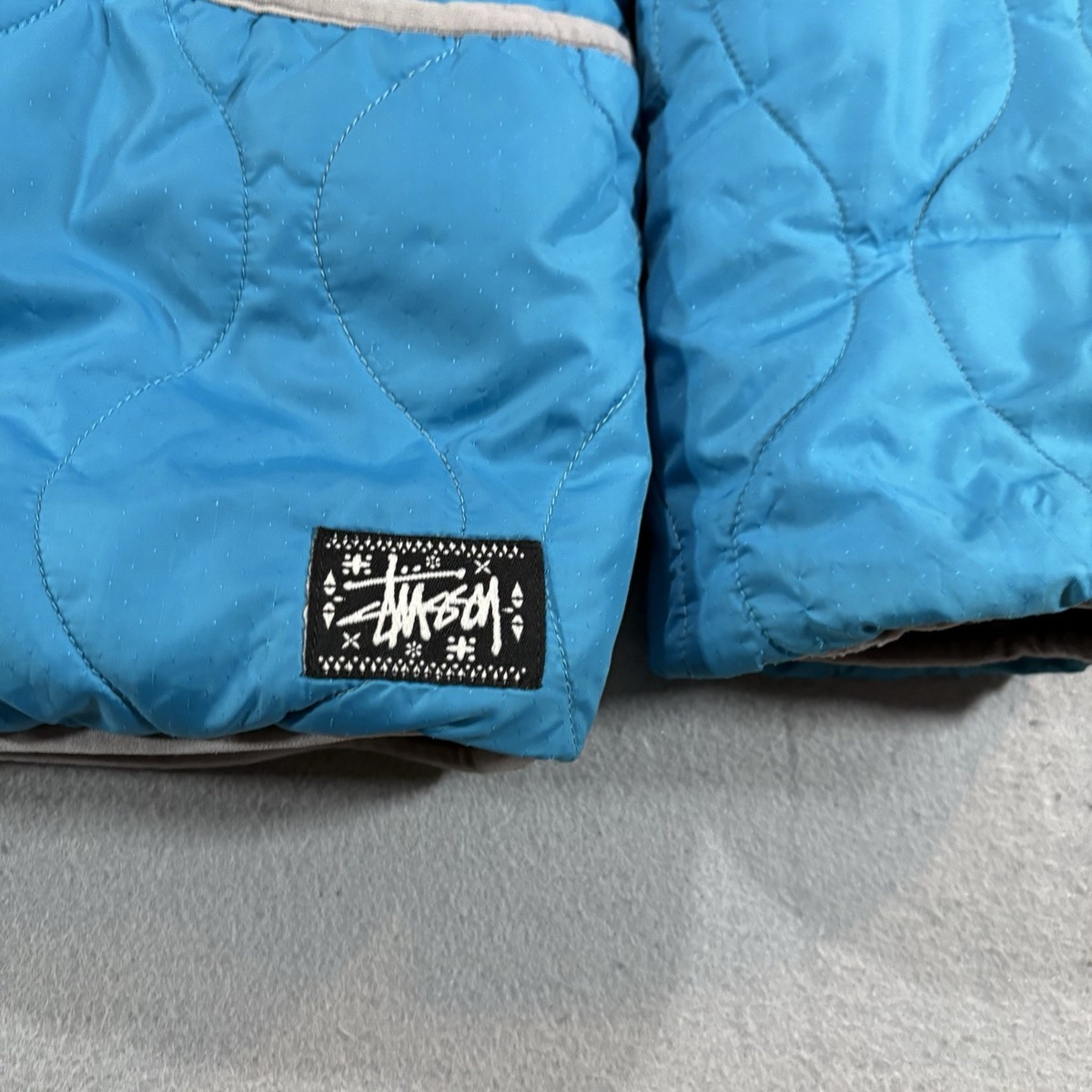 Vintage Stussy Reversible Puffer Jacket Hooded Men's L 2000s Blue