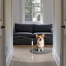Clear Acrylic Dog Gate for Indoor Use 2 Panel Pet Gate for Doorways, No